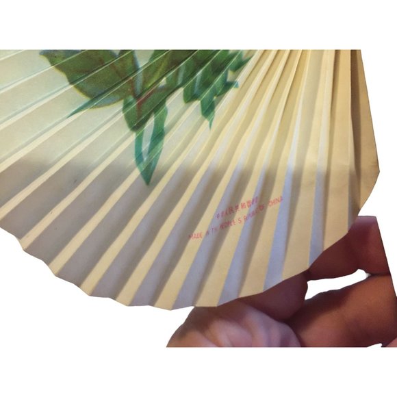 Vintage Shanghai Chinese Folding Paper Hand Fan with Flowers and Butterflies - Picture 4 of 7